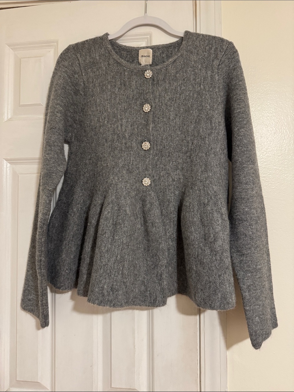 NWT Anthropologie Maeve Flower Button Peplum Cardigan Sweater Size M - Picture 4 of 12